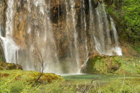 The Veliki Prstavac waterfall in Plitvice Lakes National Park, Croatia, Europe