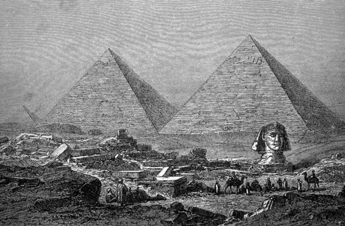 Pyramids of Giza and the Sphinx in 1860, Egypt, Historical, digital reproduction of an original
