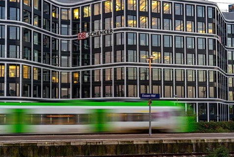 The headquarters of the logistics service provider DB Schenker AG, on Kruppstrasse, at the main
