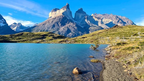 Los Cuernos, the horns, in Torres del Paine National Park, Andes, Chile, South America