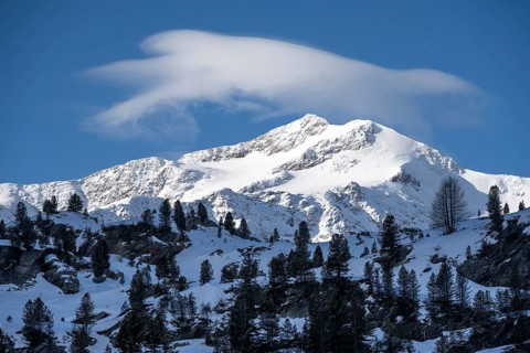 Summit of Monte Cevedale, snow-covered mountain landscape, Ortler Alps, Vinschgau Valley, Italy,