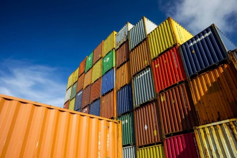 Container, Dornstadt loading station near Ulm, Baden-Württemberg, Germany, Europe