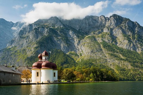 Church of St Bartholomä, Königssee, Schönau, Berchtesgaden National Park, Berchtesgadener Land,
