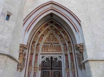 Detail of the Eichstätt Cathedral portal, late Gothic around 1718, Eichstätt, Upper Bavaria,