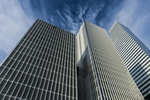 Modern architecture, high-rise buildings, Roche Towers, architects Herzog and de Meuron, Basel,