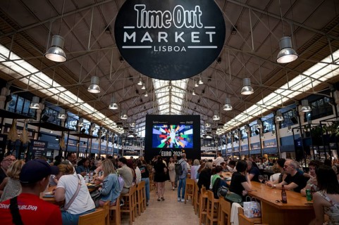 Interior shots, restaurants, events, food, TV broadcasts in the Time Out Market during EURO 2024,