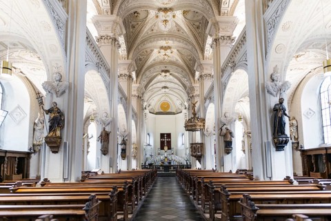 Interior view, St Andrew's Church, Düsseldorf, North Rhine-Westphalia, Rhineland, Germany, Europe