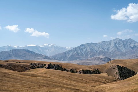 Barren landscape, erosion landscape, Naryn province, Kyrgyzstan, Asia