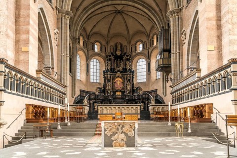 Interior of St Peter's Cathedral, UNESCO World Heritage Site in Trier, Rhineland-Palatinate,