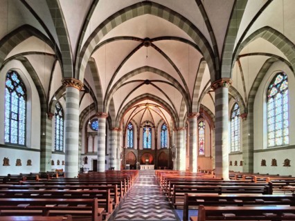 St. Lambertus Church, interior view, historic upper town, Mettmann, Bergisches Land, North