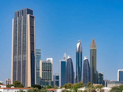 Dubai, Downtown skyscrapers and Sheik Zayed Road, United Arab Emirates, Middle East, Asia