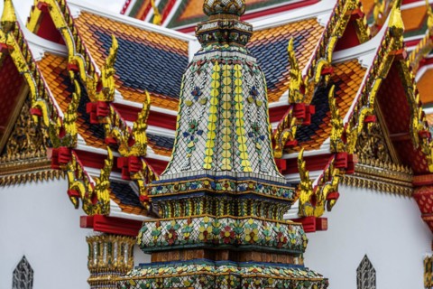 Ornate building at Wat Pho Temple, Buddhism, religion, world religion, art, architecture,