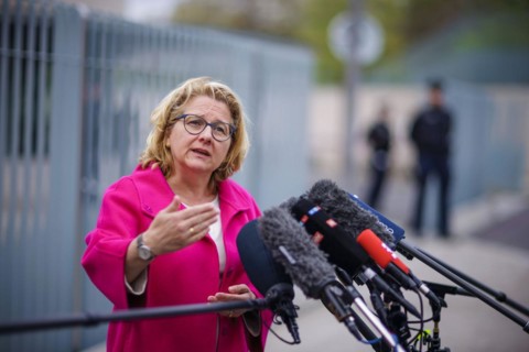 Svenja Schulze (SPD), Federal Minister for Economic Cooperation and Development, gives a statement