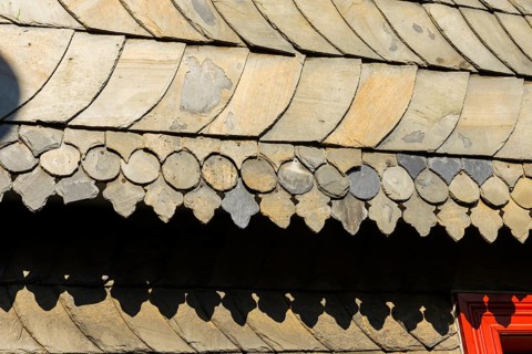 Particularly ornate slate decorations, Old Town, Goslar, Lower Saxony, Germany, Europe