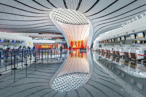 Terminal of the new Beijing Daxing New International Airport (PKX) in Beijing, China, Asia