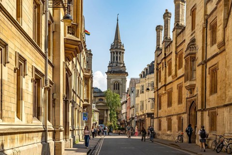 Turl Street and the former Anglican church All Saints Church in Oxford, Oxfordshire, England, Great