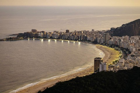 View from Sugarloaf Mountain to Copacabana in Rio de Janeiro. 21.07.2024. Photographed on behalf of