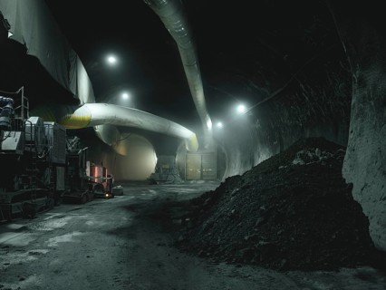 Debris in a tunnel section in construction lot H41, Brenner Base Tunnel, Zenzendorf, Tyrol,