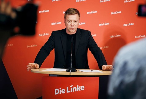 Martin Schirdewan, Chairman of the Left Party, recorded at a press conference in Berlin, 19 August