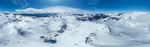 Aerial view, Alpine panorama, Snow-covered glacier plain, Plaine-Morte glacier, Bernese Alps,
