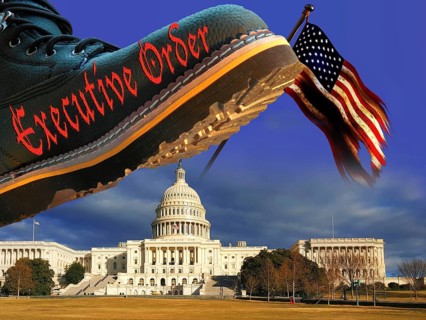 Symbolic image, governing with executive order, pseudo-government, democracy versus autocracy, US