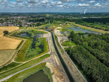 Dortmund / Castrop-Rauxel, North Rhine-Westphalia, Germany, renaturalisation of the Emscher, flood