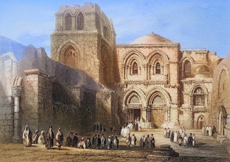 Church of the Holy Sepulchre, Jerusalem. Original tomb of Gottfried von Bouillon, c. 1840,