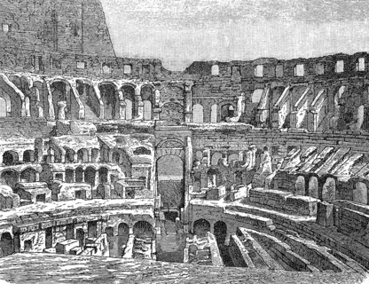 Amphitheatre, interior of the Colosseum in Rome, Italy, 1885, Historical, digital reproduction of