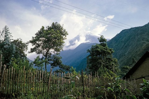 View of the summit of the Tungurahua volcano, near Baños de Agua Santa, Tungurahua province,