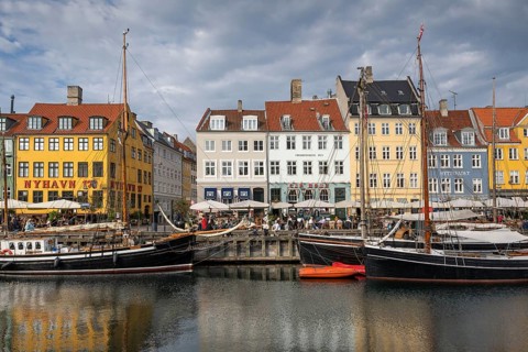 Nyhavn, in the Frederiksstaden district, harbour district with houses over 300 years old, moored