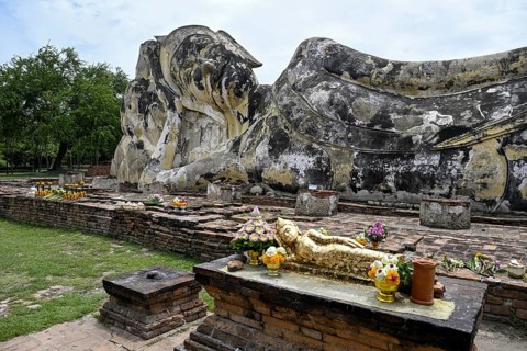 Reclining Buddha in Wat Lokayasutharam, Temple of the Resting Buddha, Ayutthaya, Ayutthaya