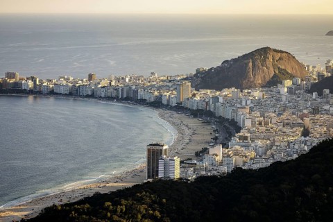 View from Sugarloaf Mountain to Copacabana in Rio de Janeiro. 21.07.2024. Photographed on behalf of