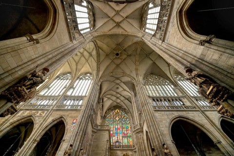 Prague castle, Gothic Metropolitan Cathedral of Saints Vitus, Wenceslas and Adalbert, Ceiling,