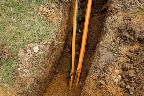 Rheinbach, North Rhine-Westphalia, Germany - Internet broadband expansion, construction site for