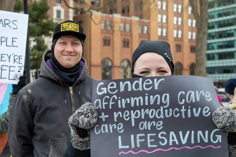 Lansing, Michigan USA - 5 February 2025 - People rally at the Michigan state capitol to oppose