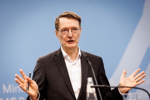 Prof Karl Lauterbach (SPD), Federal Minister of Health, at a press conference on the talks with