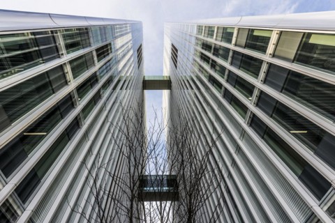 Modern architecture, high-rise buildings, Roche Towers, architects Herzog and de Meuron, Basel,
