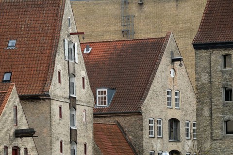 Old warehouses and cultural centre The Arctic House or Det Arktische Hus, Christianshavn district,