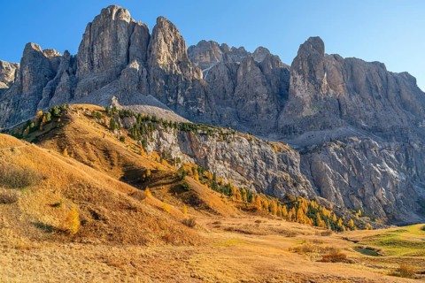 Sella Group, Gardena Pass, Passo Gardena, autumn, Dolomites, Bolzano, South Tyrol