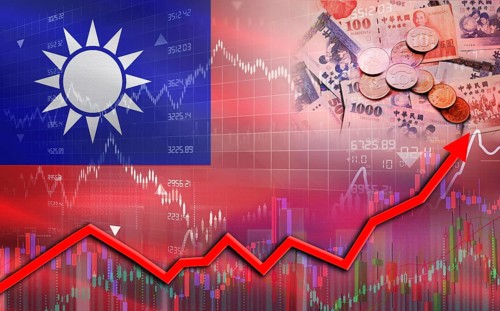 Taiwan economic growth on financial graph. Taiwan financial growth on market graph