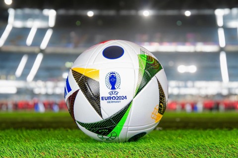 Close-up of the official match ball of UEFA EURO 2024: The 2024 European Football Championship will