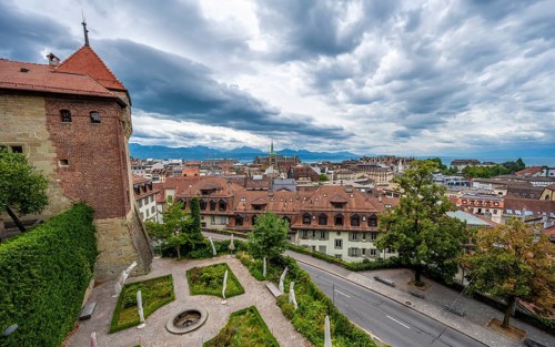 Ancien évêché de Lausanne, historic residence of the Bishop of Lausanne, today city museum, view