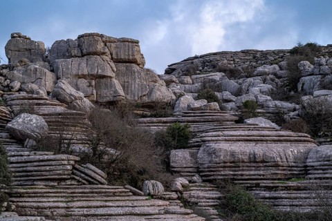 Bizarre limestone rock formations, El Torcal nature reserve, Torcal de Antequera, Malaga province,