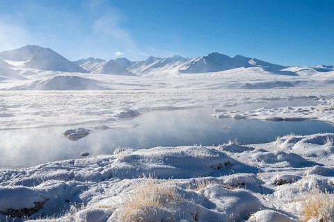 Winter landscape of the Pamir Plateau, Pamir Highway, Alichur, Gorno-Badakhshan Province,