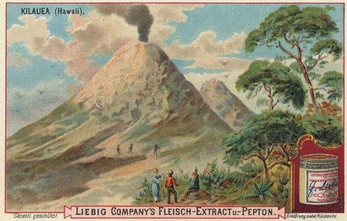 Picture series volcanic landscapes, the Kilauea on Hawaii, Liebig picture, digitally restored
