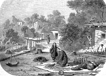 Tartar flat in the Crimea, Ukraine, Russia, in 1875, Historical, digital reproduction of an