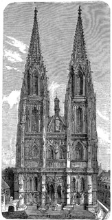 The cathedral of Regensburg, Bavaria, Germany, in 1880, Historical, digital reproduction of an