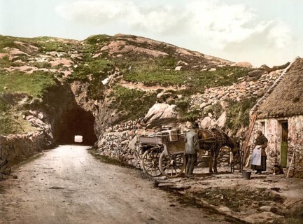 Tunnel near Glengariff, County Cork, Ireland, Historical, digitally restored reproduction from a