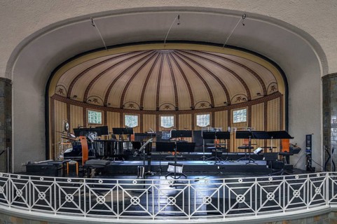 Revolving stage, music pavilion at the Kissingen spa, newly built in 1911, Bad Kissingen, Lower