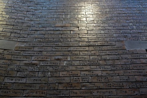 The Cavern Wall of Fame, Cavern Club, Mathew Street, city centre of Liverpool, Merseyside, England,